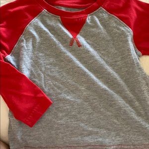 Boys 2t 24 month long sleeve baseball shirt red